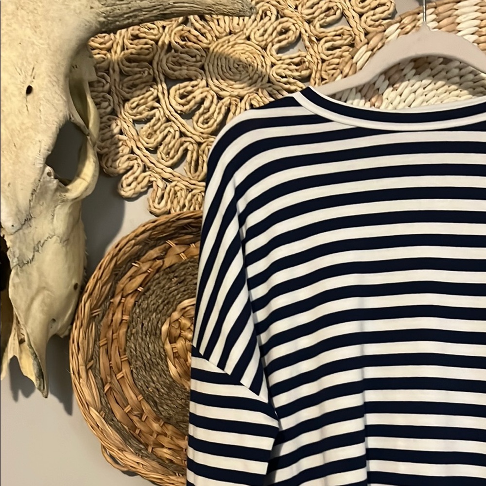Navy and White Striped maxi Dress